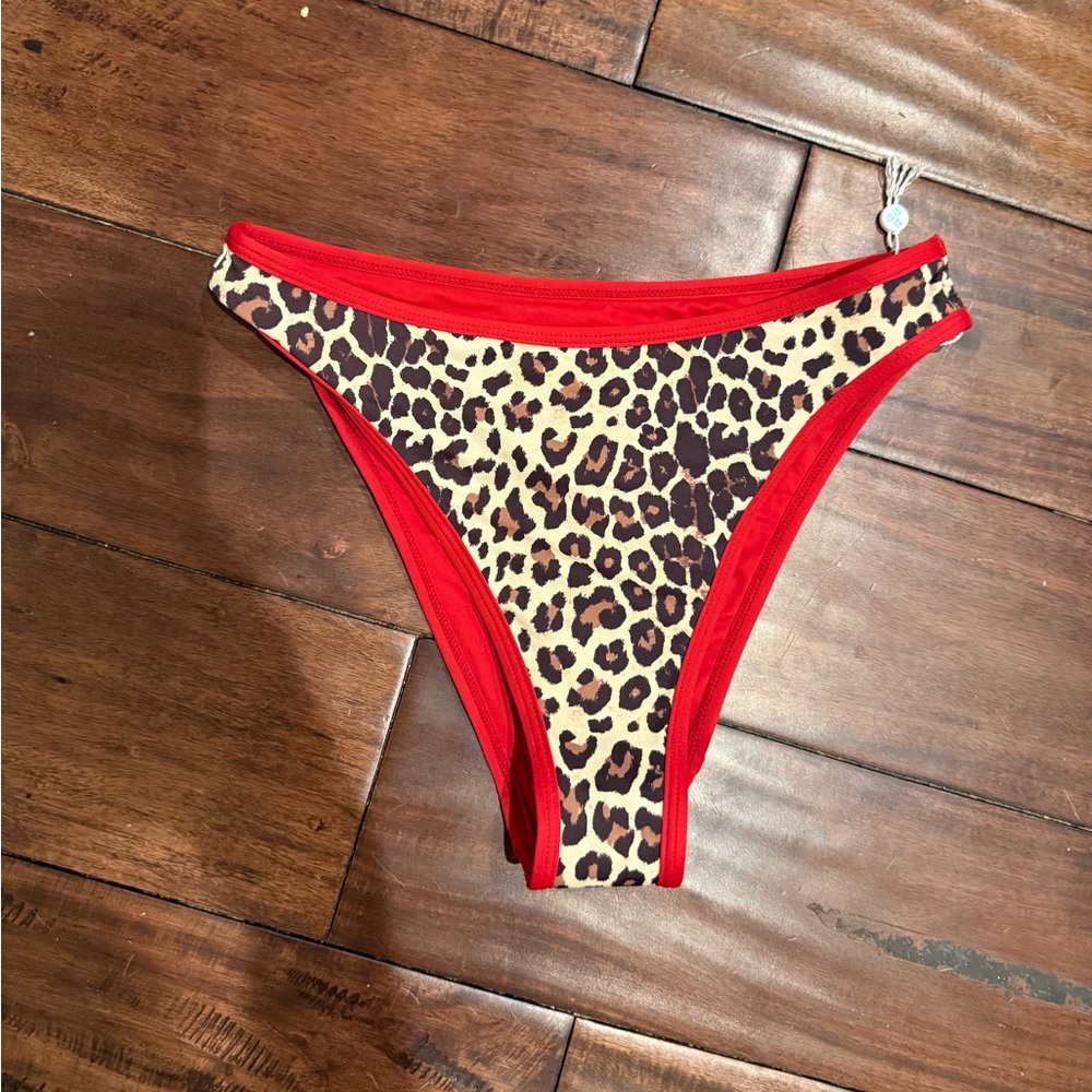 Frankie's Bikinis Red and Leopard Bikini Bottoms